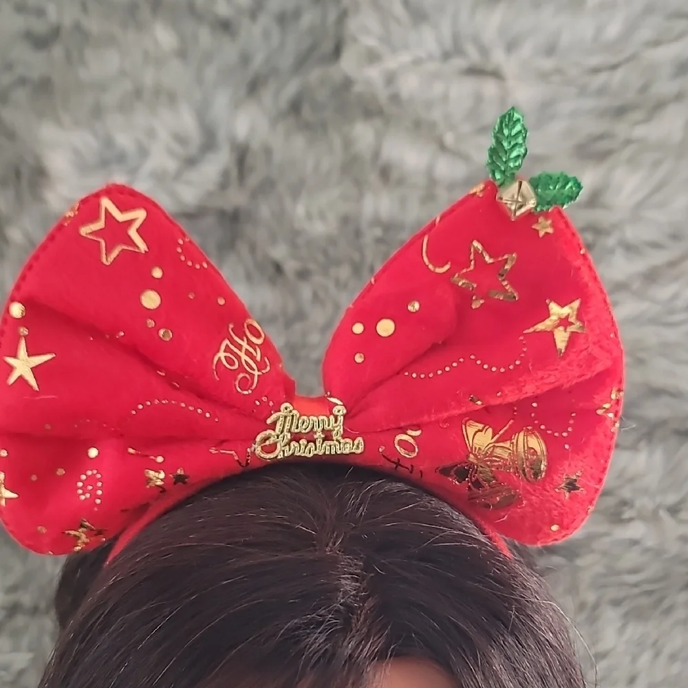 Festive Red Christmas Bow Headband